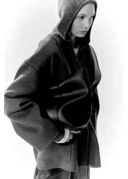 H & M - Wełniany płaszcz z wiązanym paskiem - Szary ze sklepu H&M w kategorii Płaszcze damskie - zdjęcie 169596625
