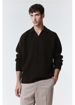 H & M - Wełniany sweter z kołnierzykiem Relaxed Fit - Brązowy ze sklepu H&M w kategorii Swetry męskie - zdjęcie 169596799