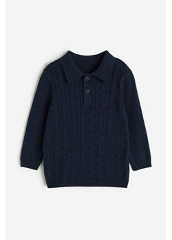 H & M - Sweter polo w warkoczowy splot - Niebieski ze sklepu H&M w kategorii Bluzy i swetry - zdjęcie 169597137