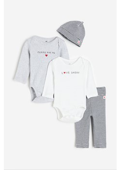 H & M - Bawełniany komplet 4-częściowy - Szary ze sklepu H&M w kategorii Komplety niemowlęce - zdjęcie 169597186