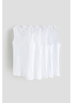 H & M - Bawełniana koszulka 5-pak - Biały ze sklepu H&M w kategorii Podkoszulki dziecięce - zdjęcie 169597359