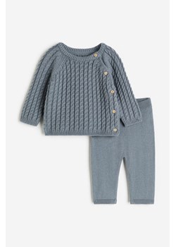 H & M - Komplet 2-częściowy z bawełnianej dzianiny - Niebieski ze sklepu H&M w kategorii Komplety niemowlęce - zdjęcie 169597519
