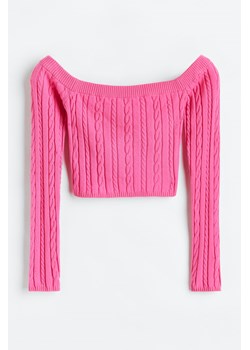H & M - Dzianinowy top z odkrytymi ramionami - Różowy ze sklepu H&M w kategorii Bluzki damskie - zdjęcie 169597726