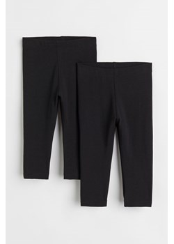 H & M - Bawełniane legginsy 2-pak - Czarny ze sklepu H&M w kategorii Legginsy niemowlęce - zdjęcie 169597819