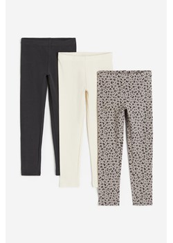 H & M - Dżersejowe legginsy 3-pak - Beżowy ze sklepu H&M w kategorii Spodnie dziewczęce - zdjęcie 169598055