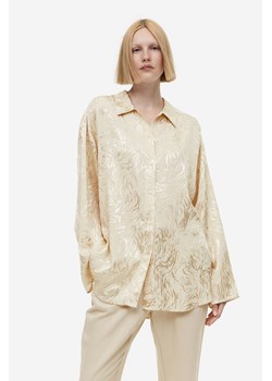 H & M - Obszerna koszula z żakardowej tkaniny - Beżowy ze sklepu H&M w kategorii Koszule damskie - zdjęcie 169598098