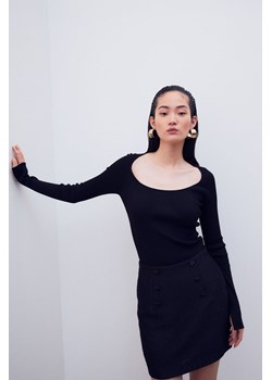 H & M - Top z dzianiny w prążki - Czarny ze sklepu H&M w kategorii Bluzki damskie - zdjęcie 169598119