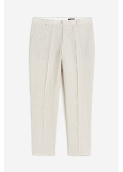 H & M - Lniane spodnie garniturowe Slim Fit - Biały ze sklepu H&M w kategorii Spodnie męskie - zdjęcie 169598309
