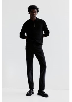 H & M - Spodnie z bawełnianego diagonalu Slim Fit - Czarny ze sklepu H&M w kategorii Spodnie męskie - zdjęcie 169598396