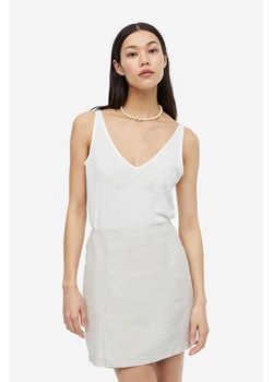 H & M - Koszulka z domieszką lnu - Biały ze sklepu H&M w kategorii Bluzki damskie - zdjęcie 169598416