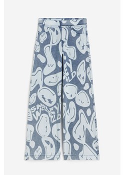H & M - Szerokie spodnie w nadruki - Niebieski ze sklepu H&M w kategorii Spodnie dziewczęce - zdjęcie 169598606