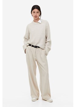 H & M - Sweter o splocie w prążki - Brązowy ze sklepu H&M w kategorii Swetry damskie - zdjęcie 169598749
