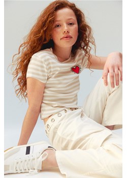 H & M - T-shirt w prążki - Biały ze sklepu H&M w kategorii Bluzki dziewczęce - zdjęcie 169598817