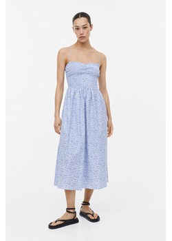 H & M - Bawełniana sukienka z elastycznym marszczeniem - Niebieski ze sklepu H&M w kategorii Sukienki - zdjęcie 169598876