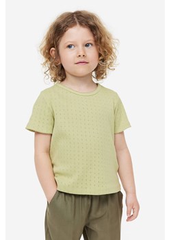 H & M - Prążkowany top z pikotkami - Zielony ze sklepu H&M w kategorii T-shirty chłopięce - zdjęcie 169599056