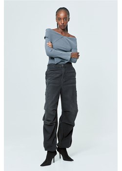 H & M - Spodnie spadochronowe z denimu - Szary ze sklepu H&M w kategorii Spodnie damskie - zdjęcie 169599105