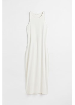 H & M - Prążkowana sukienka z odkrytymi plecami - Biały ze sklepu H&M w kategorii Sukienki - zdjęcie 169599365