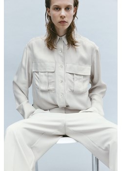 H & M - Koszula utility z domieszką jedwabiu - Szary ze sklepu H&M w kategorii Koszule damskie - zdjęcie 169599576