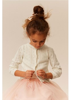 H & M - Bawełniany kardigan w strukturalny splot - Biały ze sklepu H&M w kategorii Swetry dziewczęce - zdjęcie 169599728