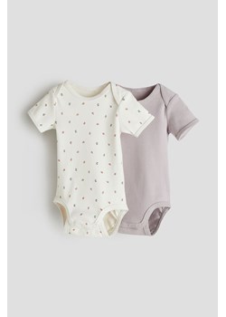 H & M - Body z bawełnianego dżerseju 2-pak - Fioletowy ze sklepu H&M w kategorii Odzież dla niemowląt - zdjęcie 169599896