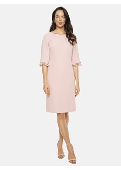 Różowa sukienka z falbankami na rękawach Potis & Verso Rina ze sklepu Eye For Fashion w kategorii Sukienki - zdjęcie 169600725