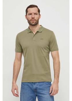 Calvin Klein polo bawełniane kolor zielony gładki ze sklepu ANSWEAR.com w kategorii T-shirty męskie - zdjęcie 169601387