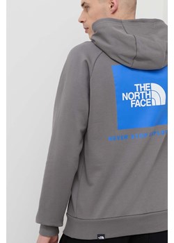 The North Face bluza bawełniana męska kolor szary z kapturem z nadrukiem NF0A2ZWU0UZ1 ze sklepu ANSWEAR.com w kategorii Bluzy męskie - zdjęcie 169601528