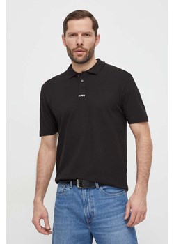 HUGO polo bawełniane kolor czarny gładki 50493206 ze sklepu ANSWEAR.com w kategorii T-shirty męskie - zdjęcie 169601687