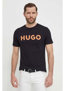 HUGO t-shirt bawełniany męski kolor czarny z nadrukiem 50513309 ze sklepu ANSWEAR.com w kategorii T-shirty męskie - zdjęcie 169601848