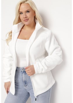 Biała Bluza na Suwak o Klasycznym Kroju z Kołnierzem i Kieszeniami Lathmini ze sklepu Born2be Odzież w kategorii Bluzy damskie - zdjęcie 169603238