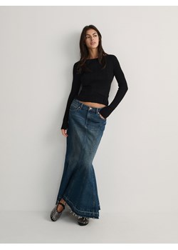 Reserved - Jeansowa spódnica z przeszyciami - indigo jeans ze sklepu Reserved w kategorii Spódnice - zdjęcie 169606308