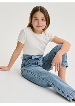 Reserved - Jeansy baggy z paskiem - niebieski ze sklepu Reserved w kategorii Spodnie dziewczęce - zdjęcie 169607136