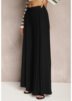 Czarne Szerokie Spodnie Casualowe z Gumką w Pasie Indala ze sklepu Renee odzież w kategorii Spodnie damskie - zdjęcie 169608065