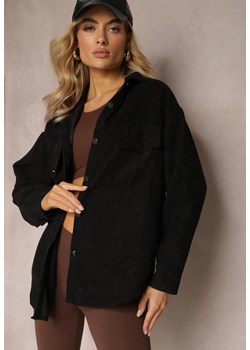 Czarna Koszula z Guzikami ze Sztruksowego Materiału Ilwenita ze sklepu Renee odzież w kategorii Koszule damskie - zdjęcie 169608267