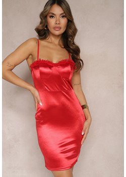 Czerwona Sukienka z Koronką Sekar ze sklepu Renee odzież w kategorii Sukienki - zdjęcie 169608466