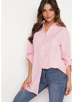 Różowa Koszula Klasyczna w Paski z Guzikami Anticca ze sklepu Born2be Odzież w kategorii Koszule damskie - zdjęcie 169616596