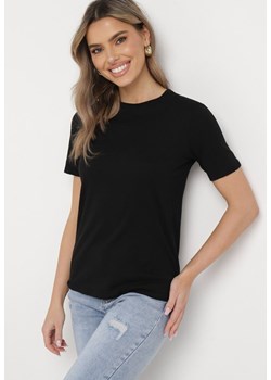 Czarny Klasyczny T-shirt Bawełniany z Krótkim Rękawem Ismerina ze sklepu Born2be Odzież w kategorii Bluzki damskie - zdjęcie 169616876