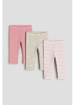 H & M - Bawełniane legginsy 3-pak - Różowy ze sklepu H&M w kategorii Legginsy niemowlęce - zdjęcie 169617798