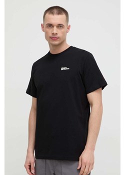 Jack Wolfskin t-shirt bawełniany Essential męski kolor czarny gładki 1808382 ze sklepu ANSWEAR.com w kategorii T-shirty męskie - zdjęcie 169619517