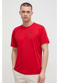 Jack Wolfskin t-shirt sportowy Tech kolor czerwony gładki 1807072 ze sklepu ANSWEAR.com w kategorii T-shirty męskie - zdjęcie 169619589