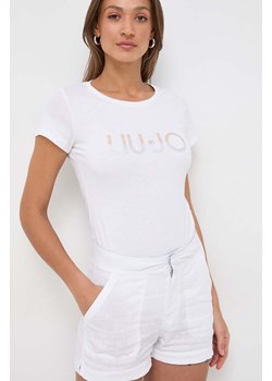 Liu Jo t-shirt bawełniany damski kolor beżowy ze sklepu ANSWEAR.com w kategorii Bluzki damskie - zdjęcie 169620049
