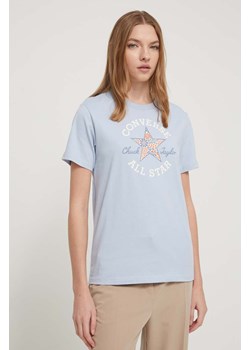 Converse t-shirt bawełniany damski kolor niebieski ze sklepu ANSWEAR.com w kategorii Bluzki damskie - zdjęcie 169620108