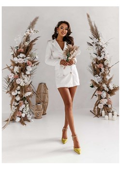 WP Elegancka sukienka garniturowa z paskiem r.S - biała ze sklepu magmac.pl w kategorii Sukienki - zdjęcie 169627099