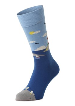 Happy Socks Męskie skarpety z cienkiej dzianiny Mężczyźni niebieski wzorzysty ze sklepu vangraaf w kategorii Skarpetki męskie - zdjęcie 169627338