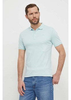 Calvin Klein polo bawełniane kolor niebieski gładki ze sklepu ANSWEAR.com w kategorii T-shirty męskie - zdjęcie 169627478