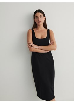 Reserved - Bawełniana sukienka midi - czarny ze sklepu Reserved w kategorii Sukienki - zdjęcie 169627776