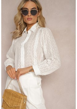 Biała Koszula z Haftowanej Tkaniny w Stylu Boho Perphone ze sklepu Renee odzież w kategorii Koszule damskie - zdjęcie 169629046
