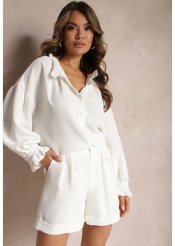 Białe Szorty z Podwijanymi Nogawkami High Waist z Guzikiem Nyxa ze sklepu Renee odzież w kategorii Szorty - zdjęcie 169629066