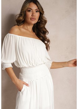 Biała Bluzka Hiszpanka z Marszczeniami Nuinama ze sklepu Renee odzież w kategorii Bluzki damskie - zdjęcie 169629227