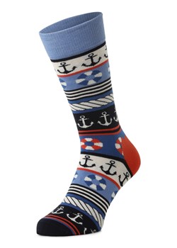 Happy Socks Męskie skarpety z cienkiej dzianiny Mężczyźni niebieski wzorzysty ze sklepu vangraaf w kategorii Skarpetki damskie - zdjęcie 169630727